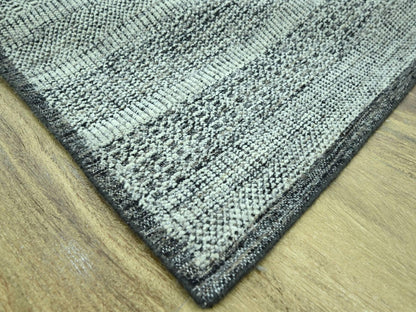 Black 6'2" x 9'0" Modern and Contemporary Hand knotted Wool Rug - Sku: O076954