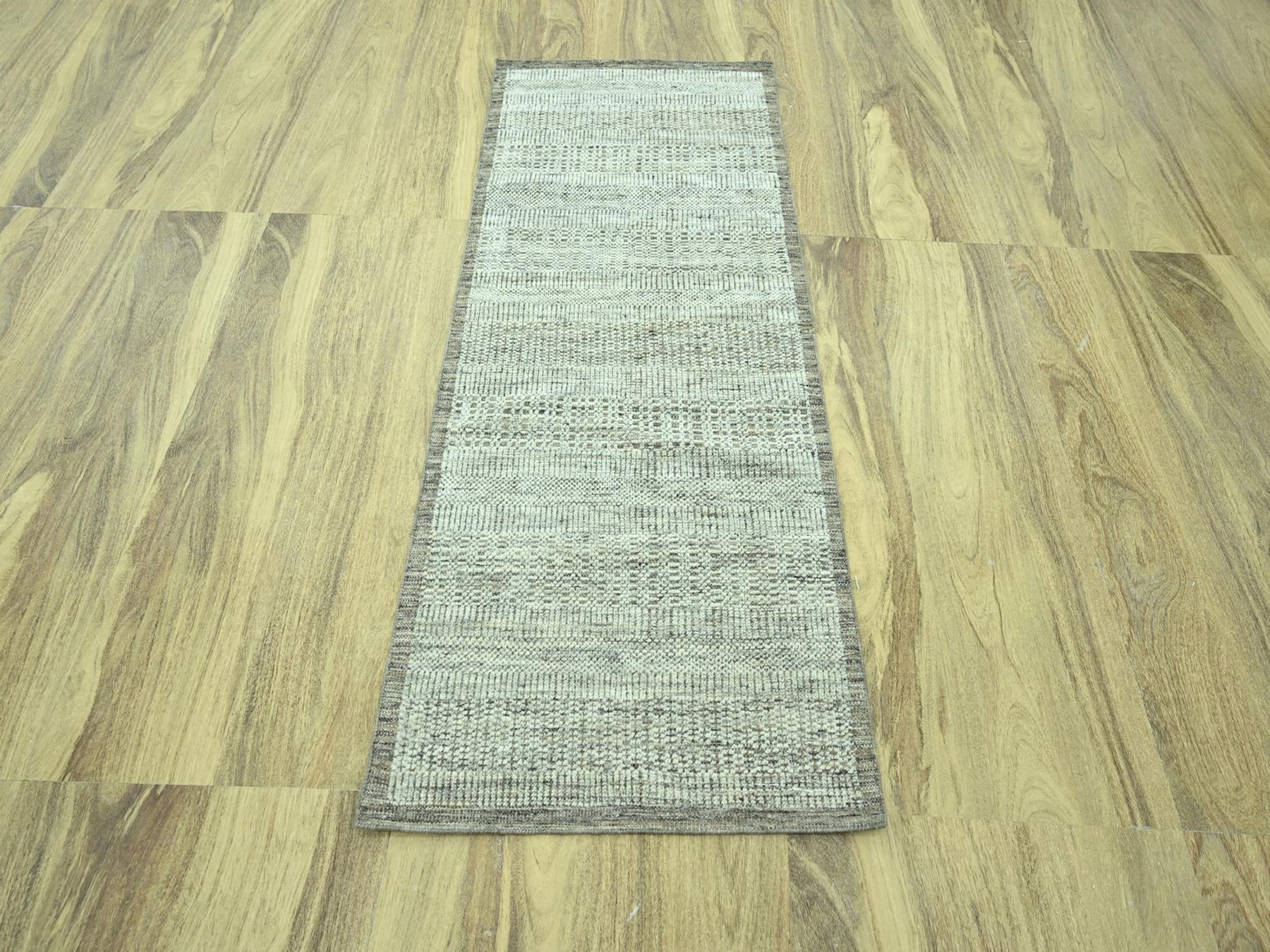 Brown 2'8" x 6'3" Modern and Contemporary Hand knotted Wool Rug - Sku: O076965
