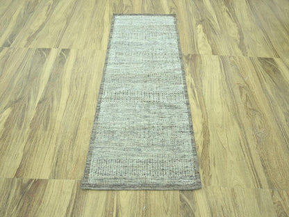Brown 2'8" x 6'3" Modern and Contemporary Hand knotted Wool Rug - Sku: O076965