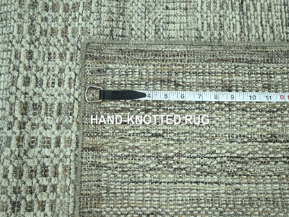 Brown 2'8" x 6'3" Modern and Contemporary Hand knotted Wool Rug - Sku: O076965