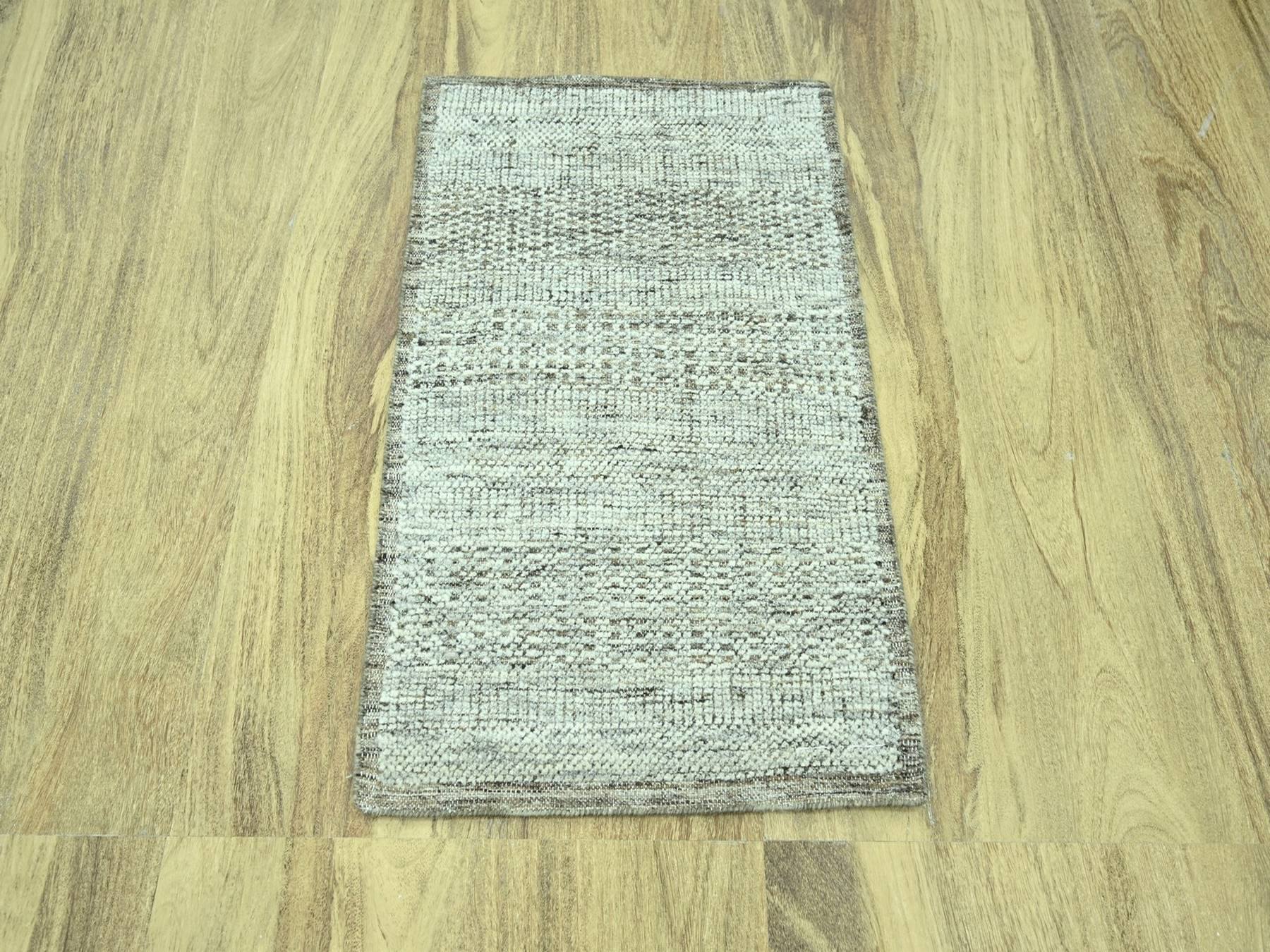 Brown 2'0" x 3'0" Modern and Contemporary Hand knotted Wool Rug - Sku: O076966