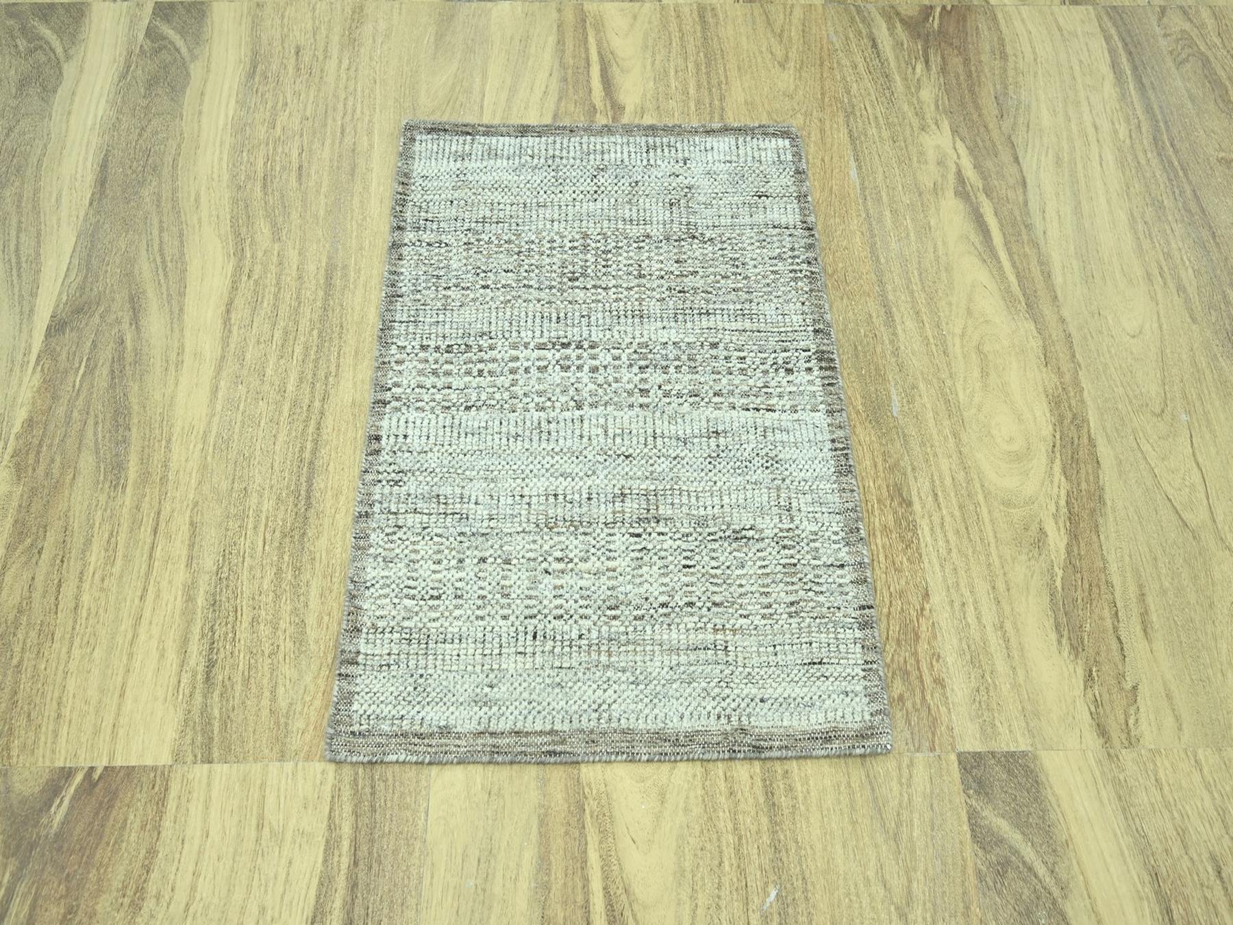 Brown 2'0" x 3'0" Modern and Contemporary Hand knotted Wool Rug - Sku: O076968