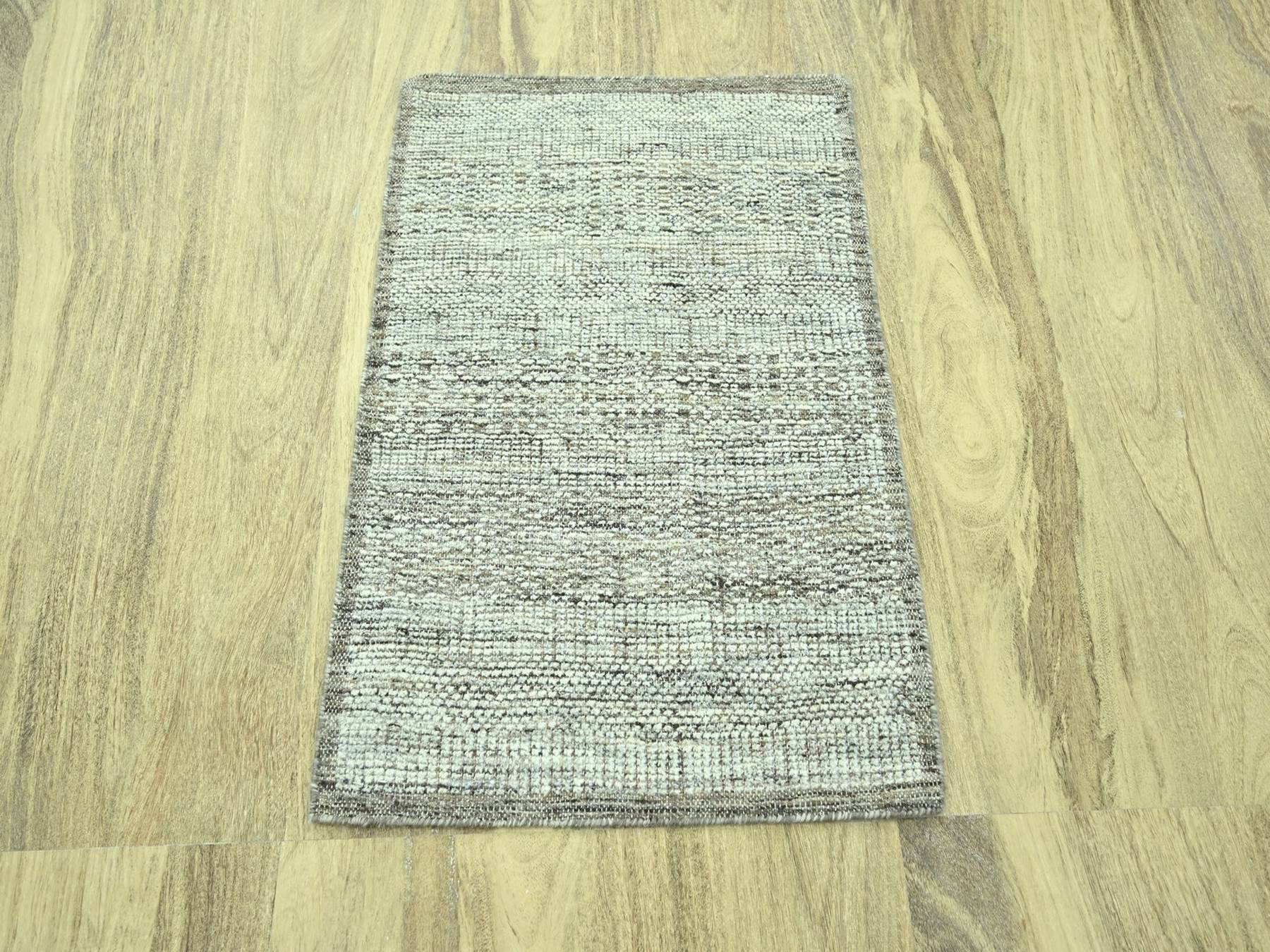 Brown 2'0" x 3'0" Modern and Contemporary Hand knotted Wool Rug - Sku: O076969