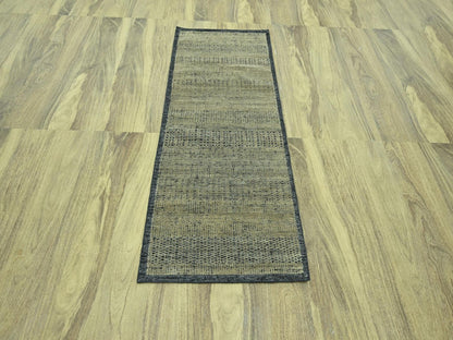 Brown 2'7" x 6'1" Modern and Contemporary Hand knotted Wool Rug - Sku: O076971