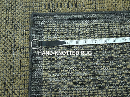 Brown 2'7" x 6'1" Modern and Contemporary Hand knotted Wool Rug - Sku: O076971