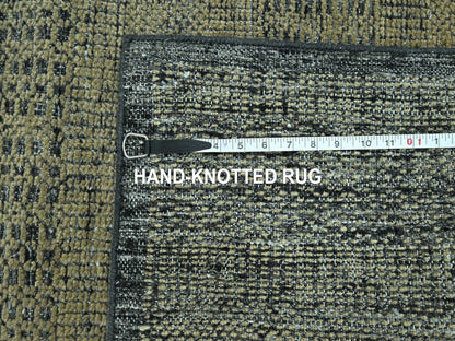 Brown 2'8" x 6'1" Modern and Contemporary Hand knotted Wool Rug - Sku: O076972