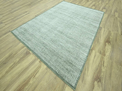 Green 9'1" x 11'11" Modern and Contemporary Hand knotted Wool Rug - Sku: O076984
