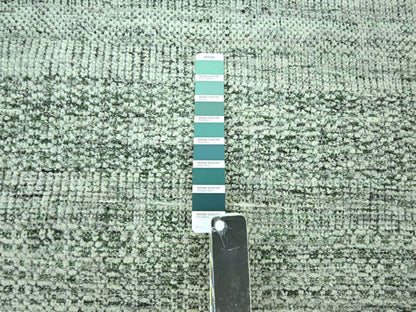 Green 9'1" x 11'11" Modern and Contemporary Hand knotted Wool Rug - Sku: O076984