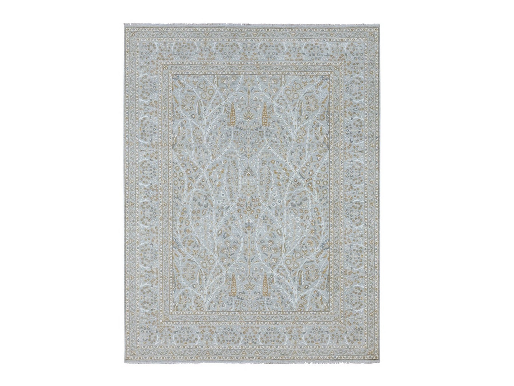 Grey 9'2" x 12'0" Fine Oriental Hand knotted Wool Rug - Sku: O076996