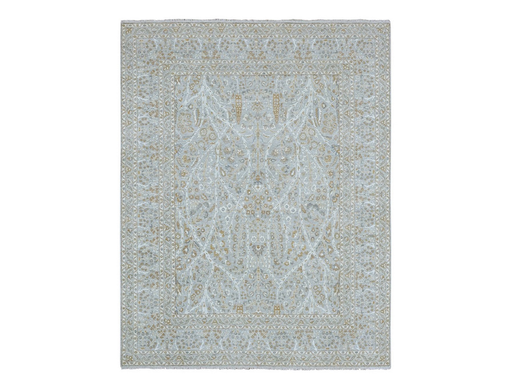 Fine Oriental hand-knotted wool rug in Gray, 8'2" x 10'3" — SKU O076997