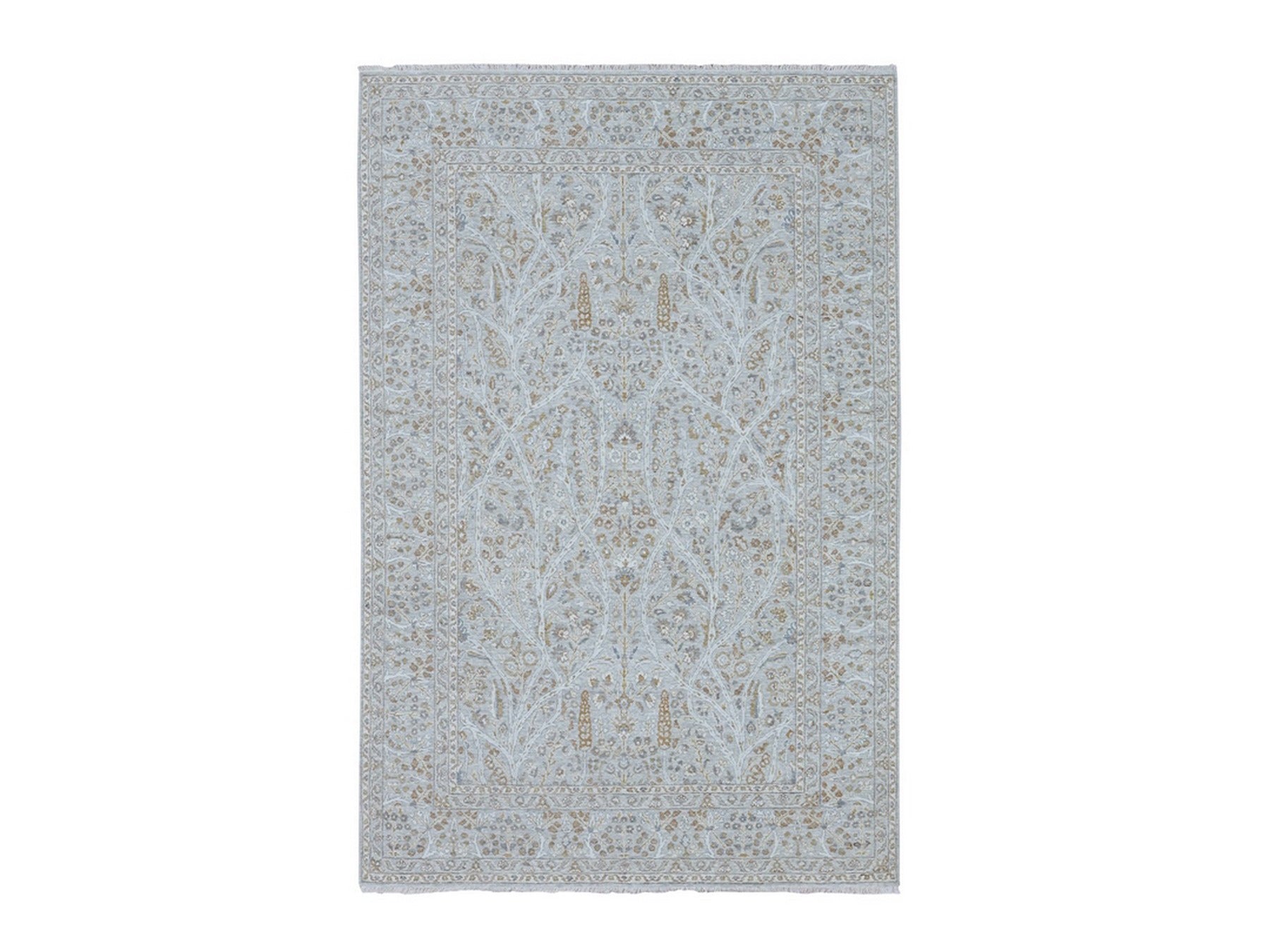 Grey 6'1" x 9'1" Fine Oriental Hand knotted Wool Rug - Sku: O076998
