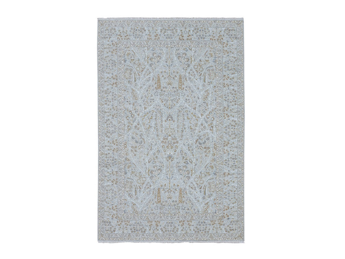 Fine Oriental hand-knotted wool rug in Gray, 6'1" x 9'1" — SKU O076998