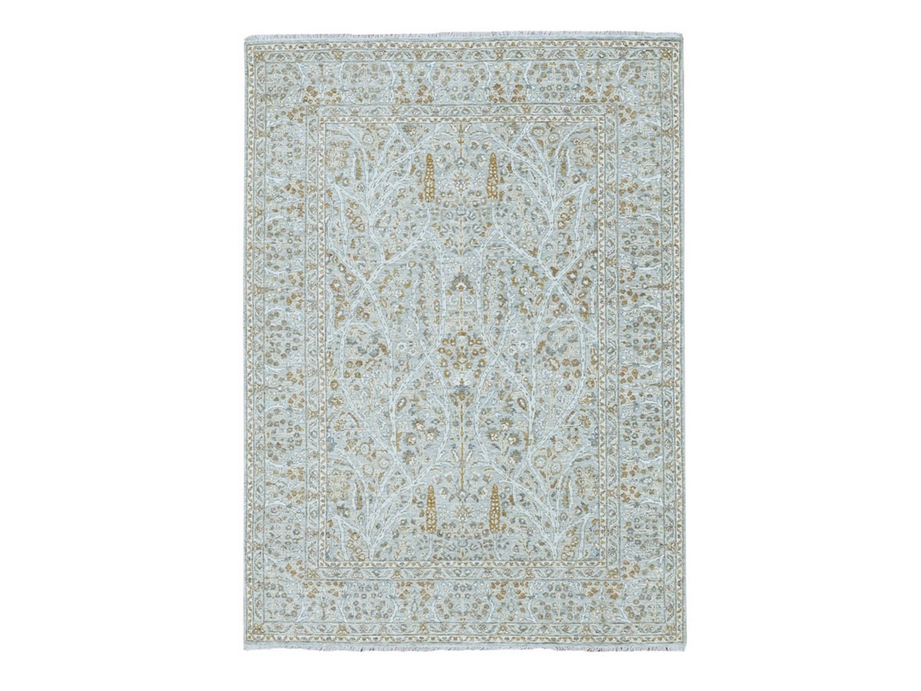 Fine Oriental hand-knotted wool rug in Gray, 5'2" x 7'1" — SKU O076999
