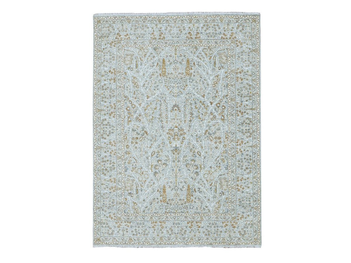 Fine Oriental hand-knotted wool rug in Gray, 5'2" x 7'1" — SKU O076999