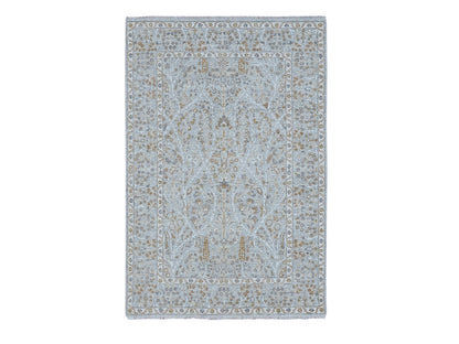 Fine Oriental hand-knotted wool rug in Gray, 4'1" x 6'1" — SKU O077000