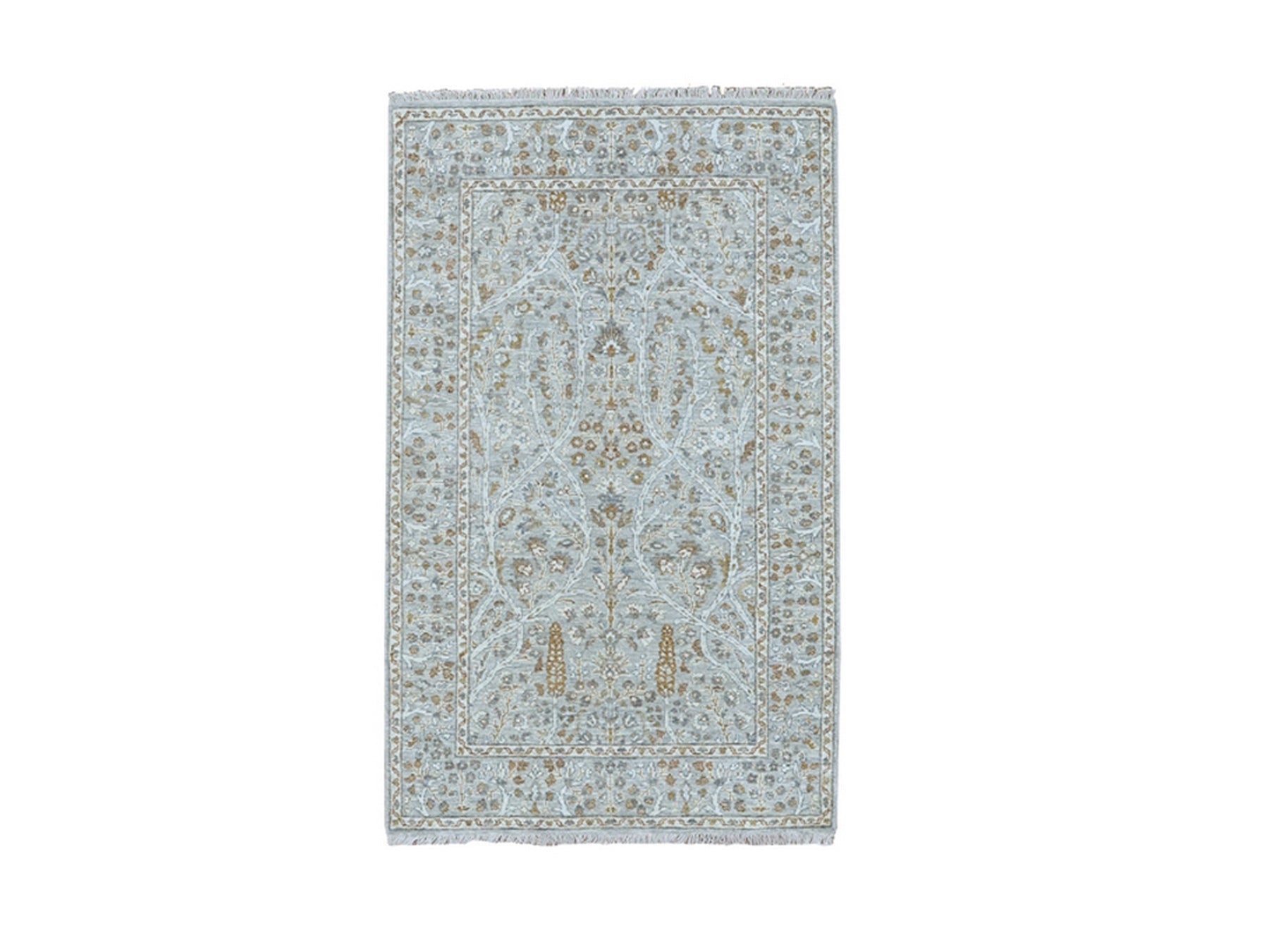 Fine Oriental hand-knotted wool rug in Gray, 3'1" x 5' — SKU O077001