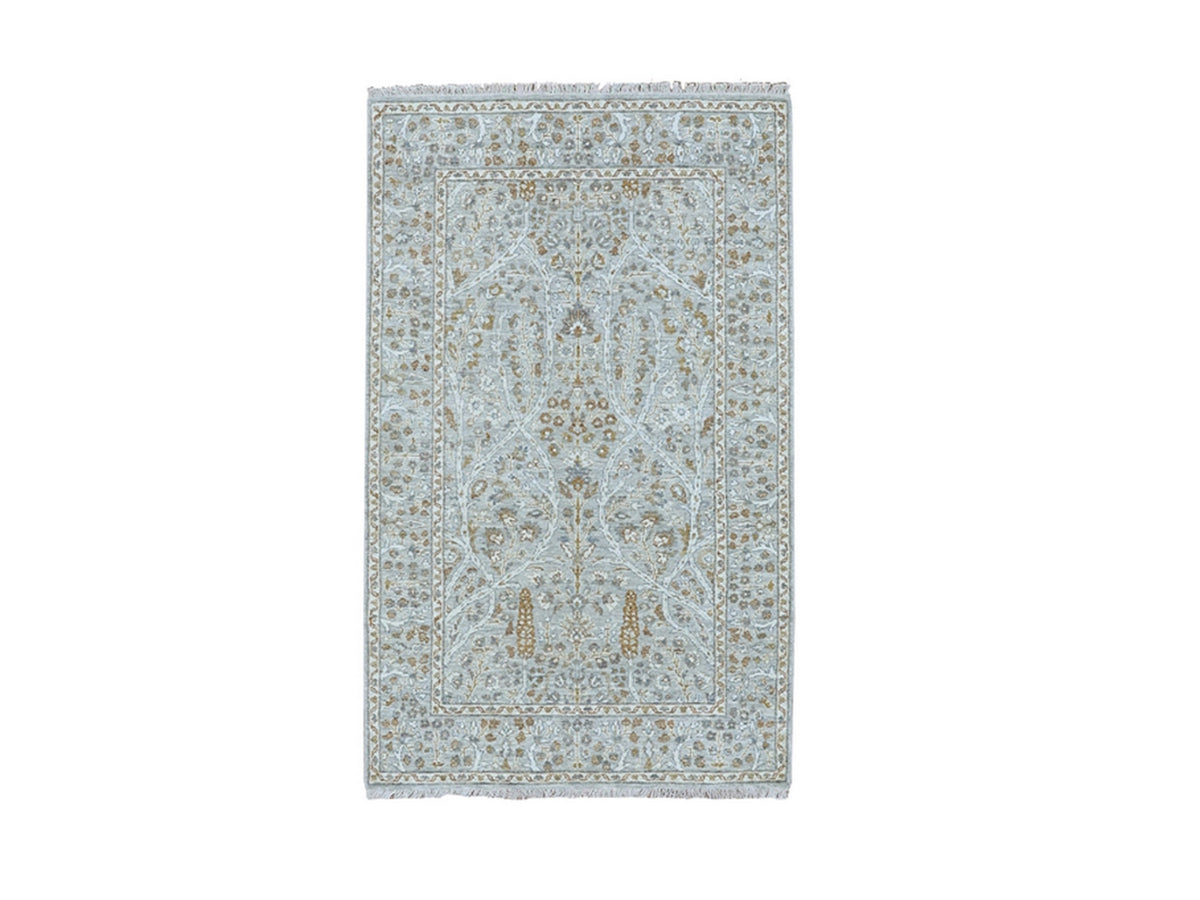 Fine Oriental hand-knotted wool rug in Gray, 3'1" x 5' — SKU O077001