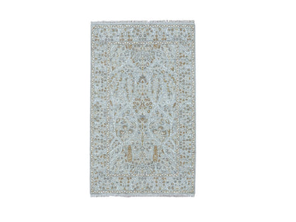 Fine Oriental hand-knotted wool rug in Gray, 3'1" x 5' — SKU O077001
