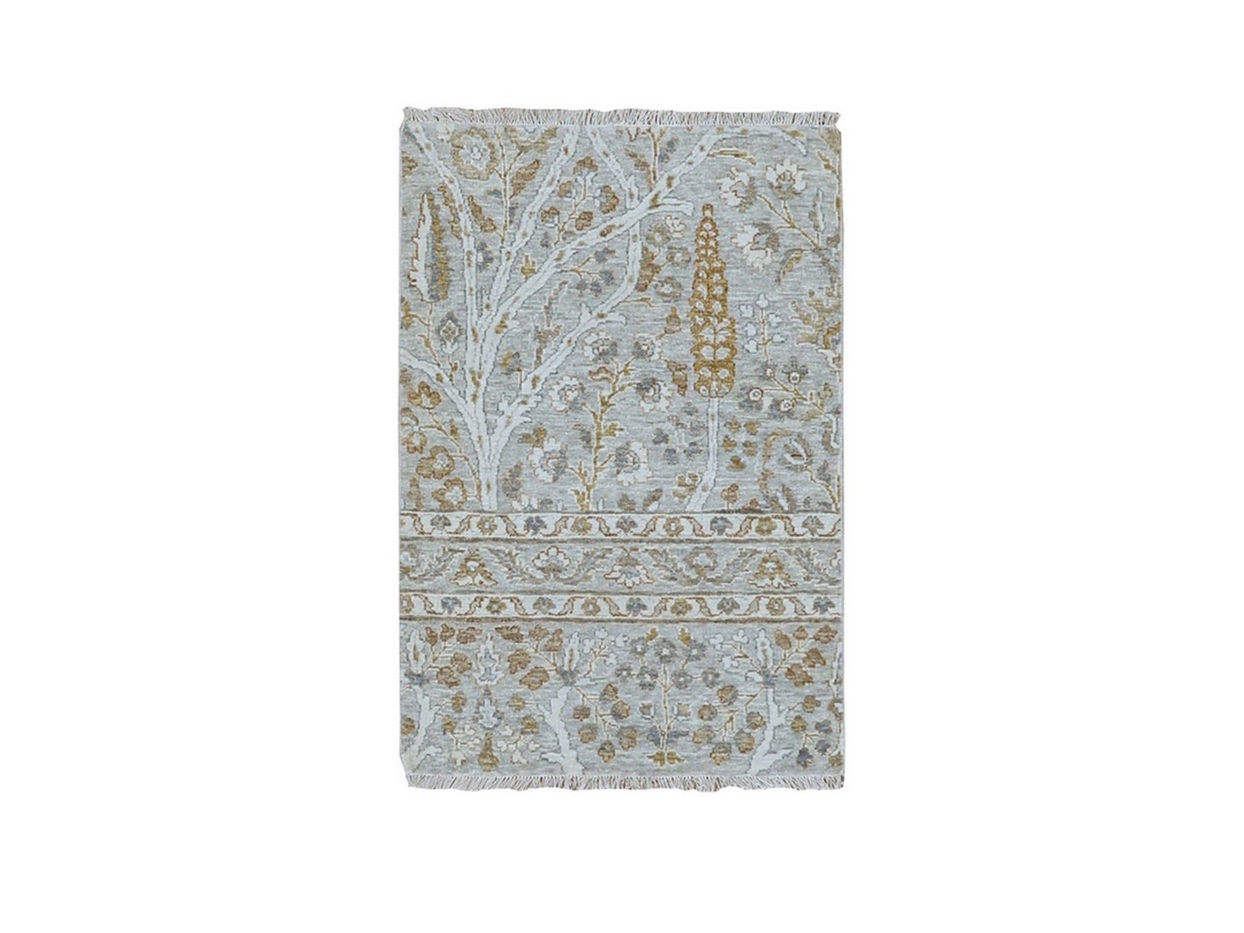 Fine Oriental hand-knotted wool rug in Gray, 2' x 3' — SKU O077003