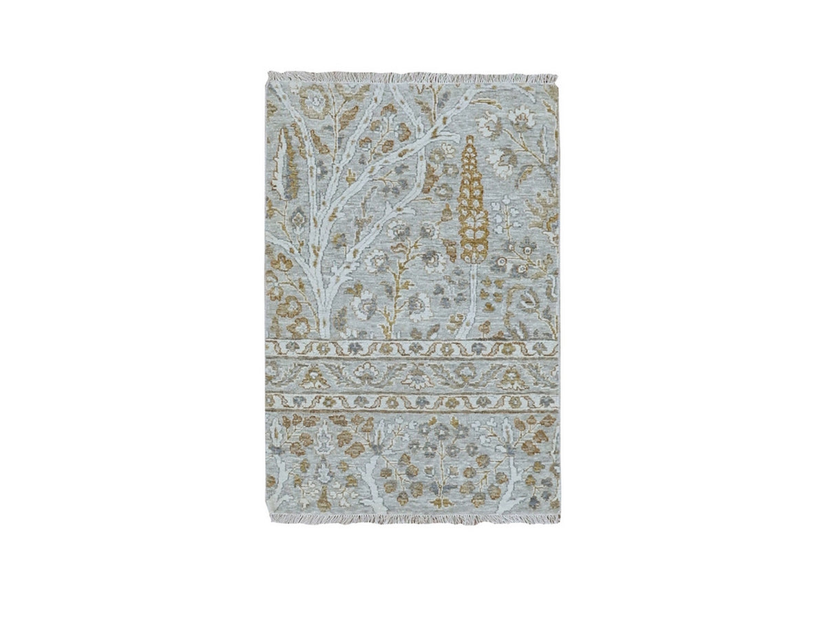Fine Oriental hand-knotted wool rug in Gray, 2' x 3' — SKU O077003