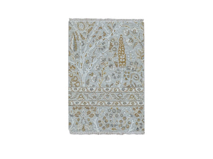 Fine Oriental hand-knotted wool rug in Gray, 2' x 3' — SKU O077003