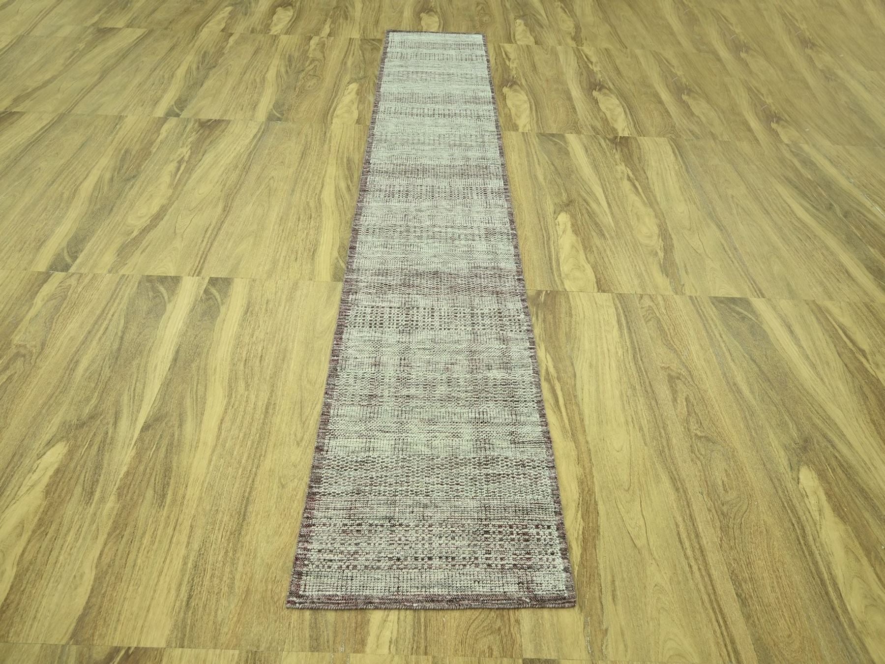 Modern / Contemporary hand-knotted wool runner in Red, 2'7" x 12' — SKU O077050 (view 2)