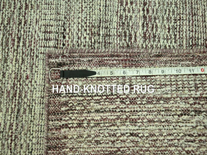 Modern / Contemporary hand-knotted wool runner in Red, 2'7" x 12' — SKU O077050 (view 7)