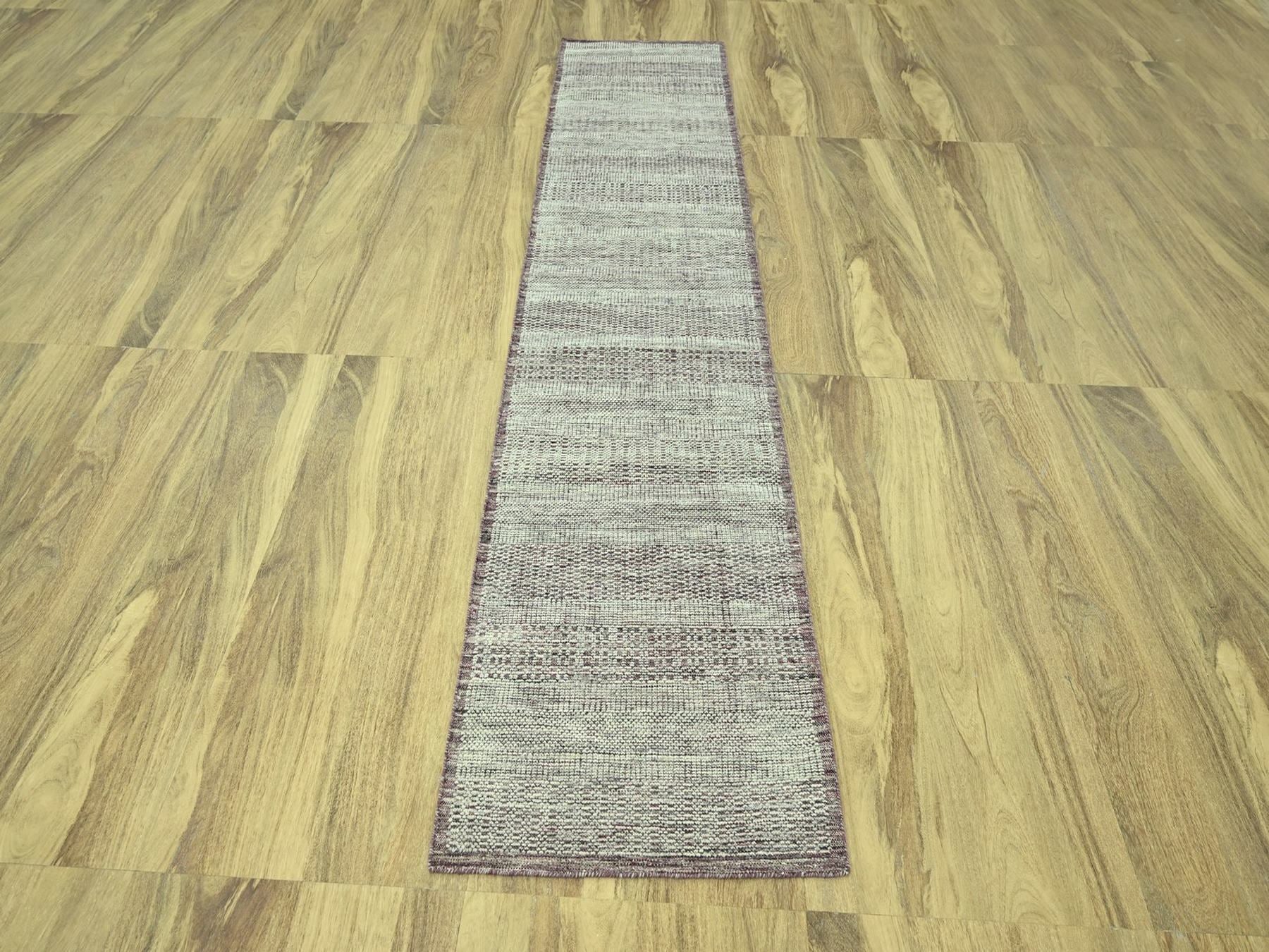Modern / Contemporary hand-knotted wool runner in Red, 2'7" x 10'2" — SKU O077052 (view 2)