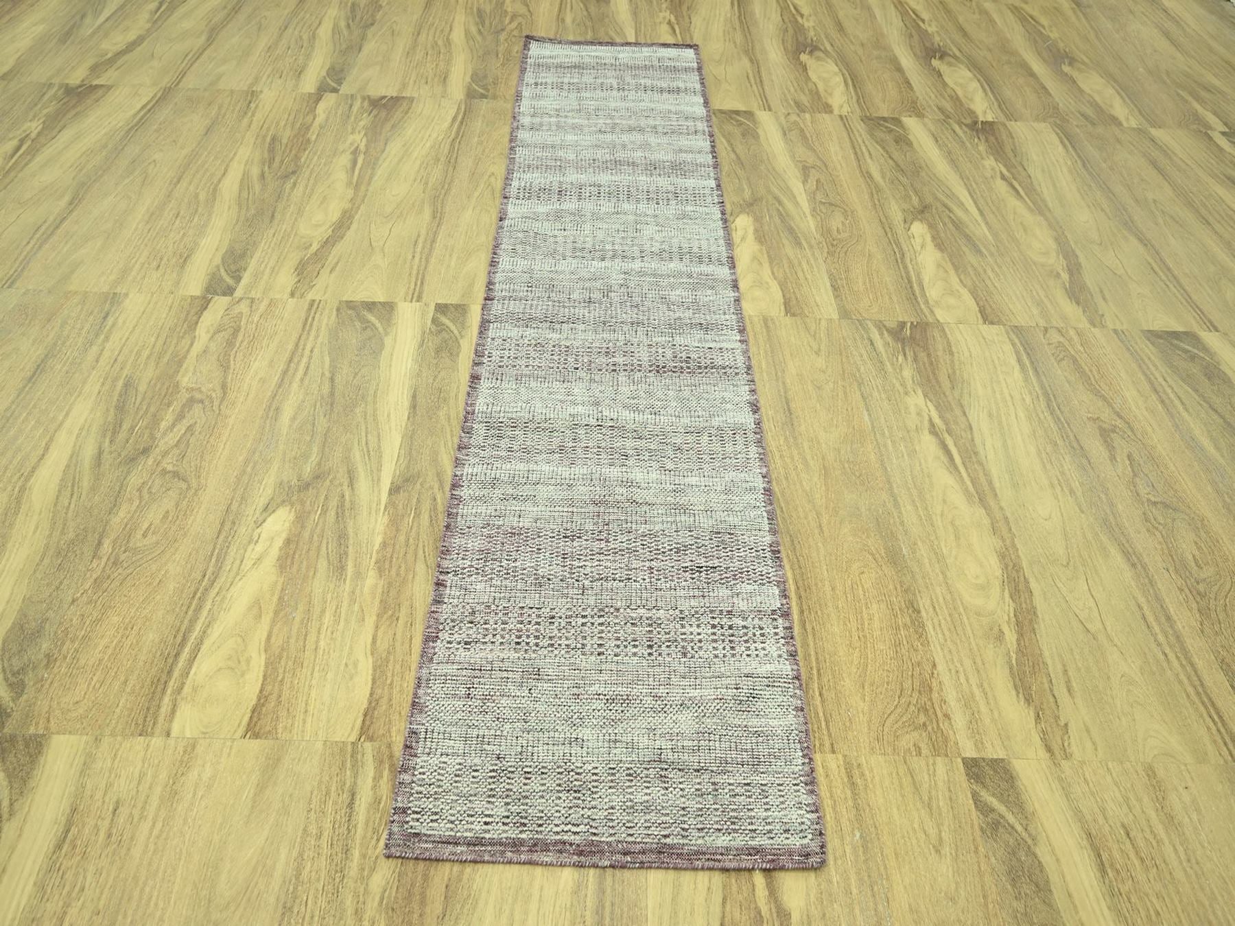 Modern / Contemporary hand-knotted wool runner in Red, 2'7" x 10'3" — SKU O077053 (view 2)