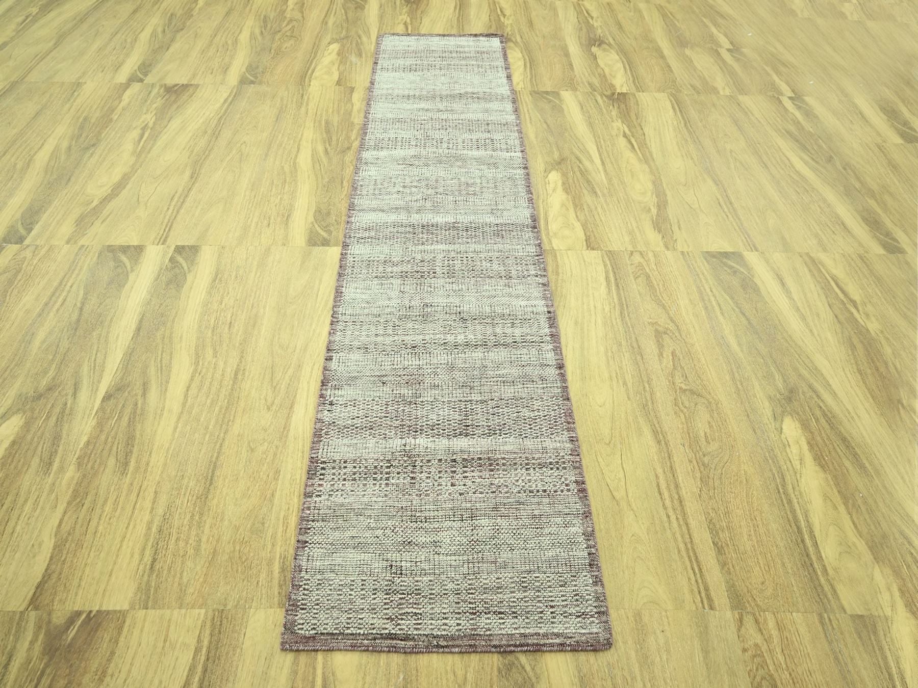 Modern / Contemporary hand-knotted wool runner in Red, 2'8" x 10'3" — SKU O077054 (view 2)