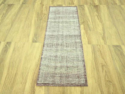 Modern / Contemporary hand-knotted wool runner in Red, 2'7" x 6'3" — SKU O077055 (view 2)