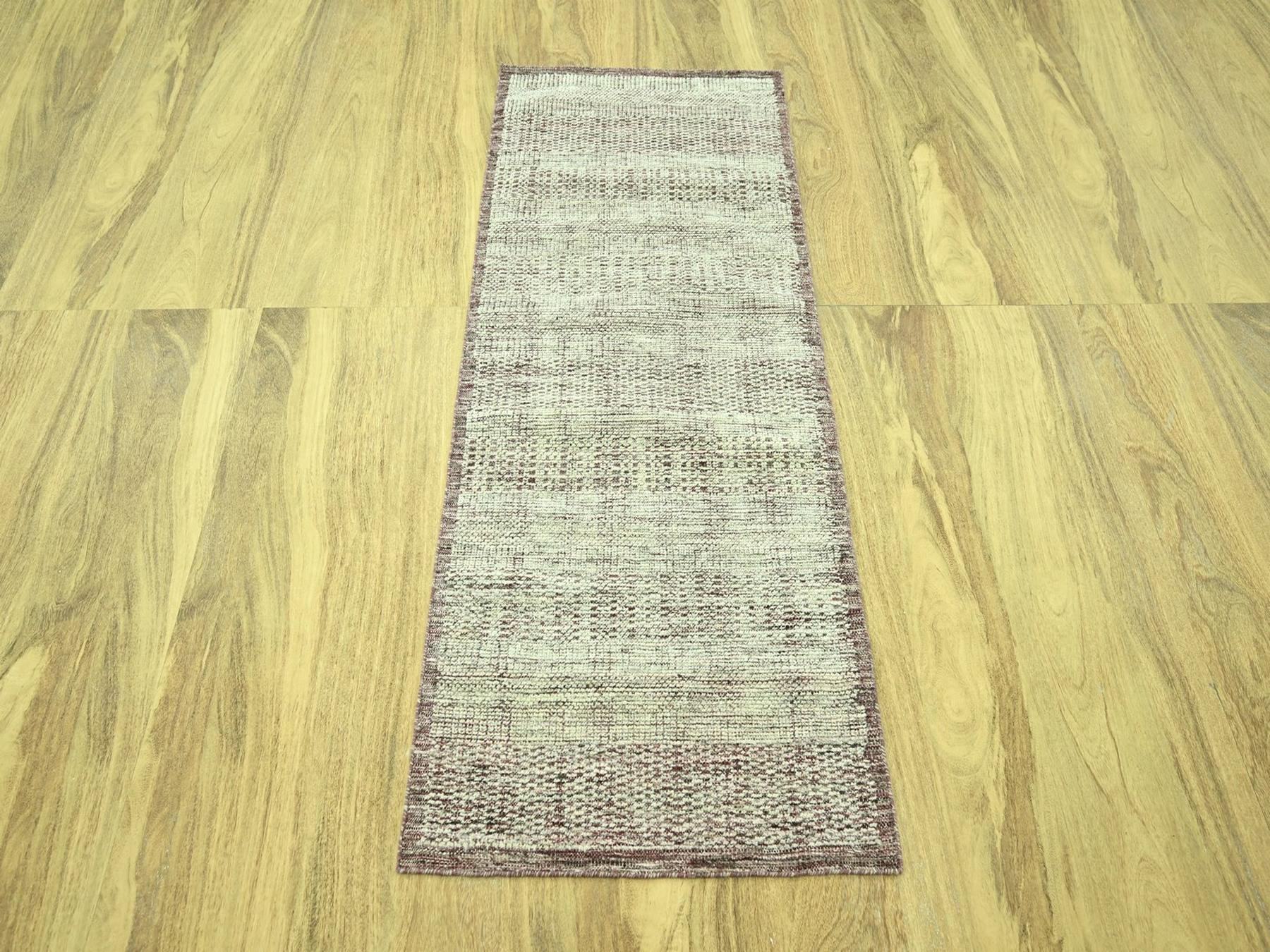 Modern / Contemporary hand-knotted wool runner in Red, 2'7" x 6' — SKU O077056 (view 2)