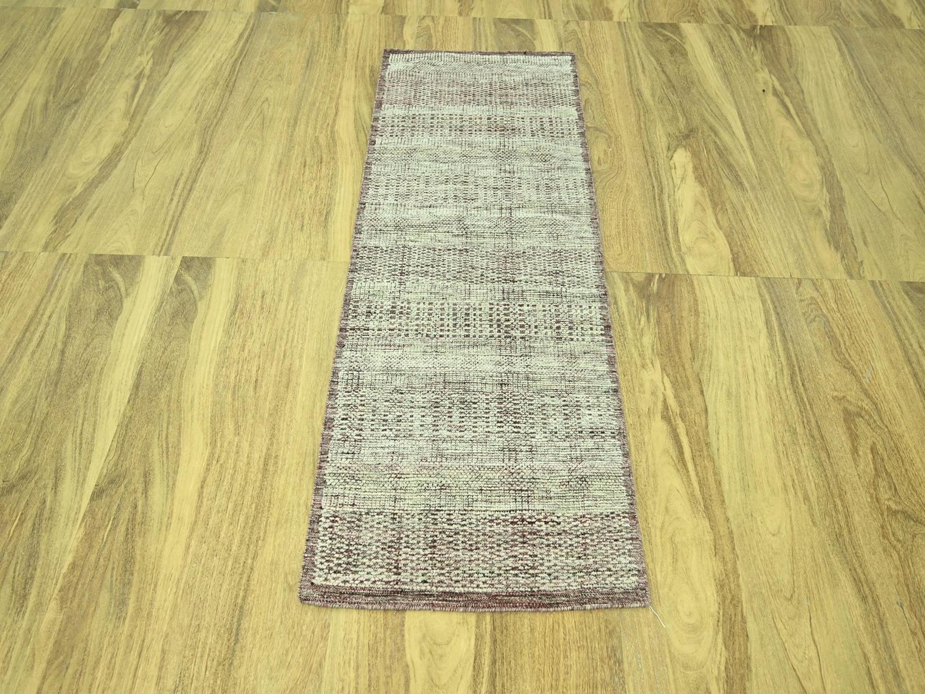 Modern / Contemporary hand-knotted wool runner in Red, 2'6" x 6' — SKU O077057 (view 2)