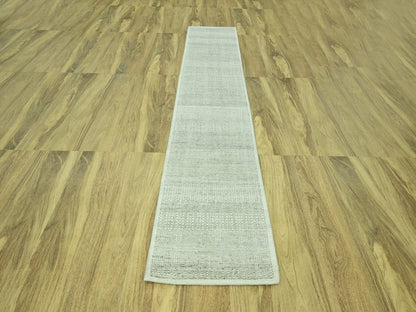 Modern / Contemporary hand-knotted wool runner in Gray, 2'8" x 11'10" — SKU O077063 (view 2)