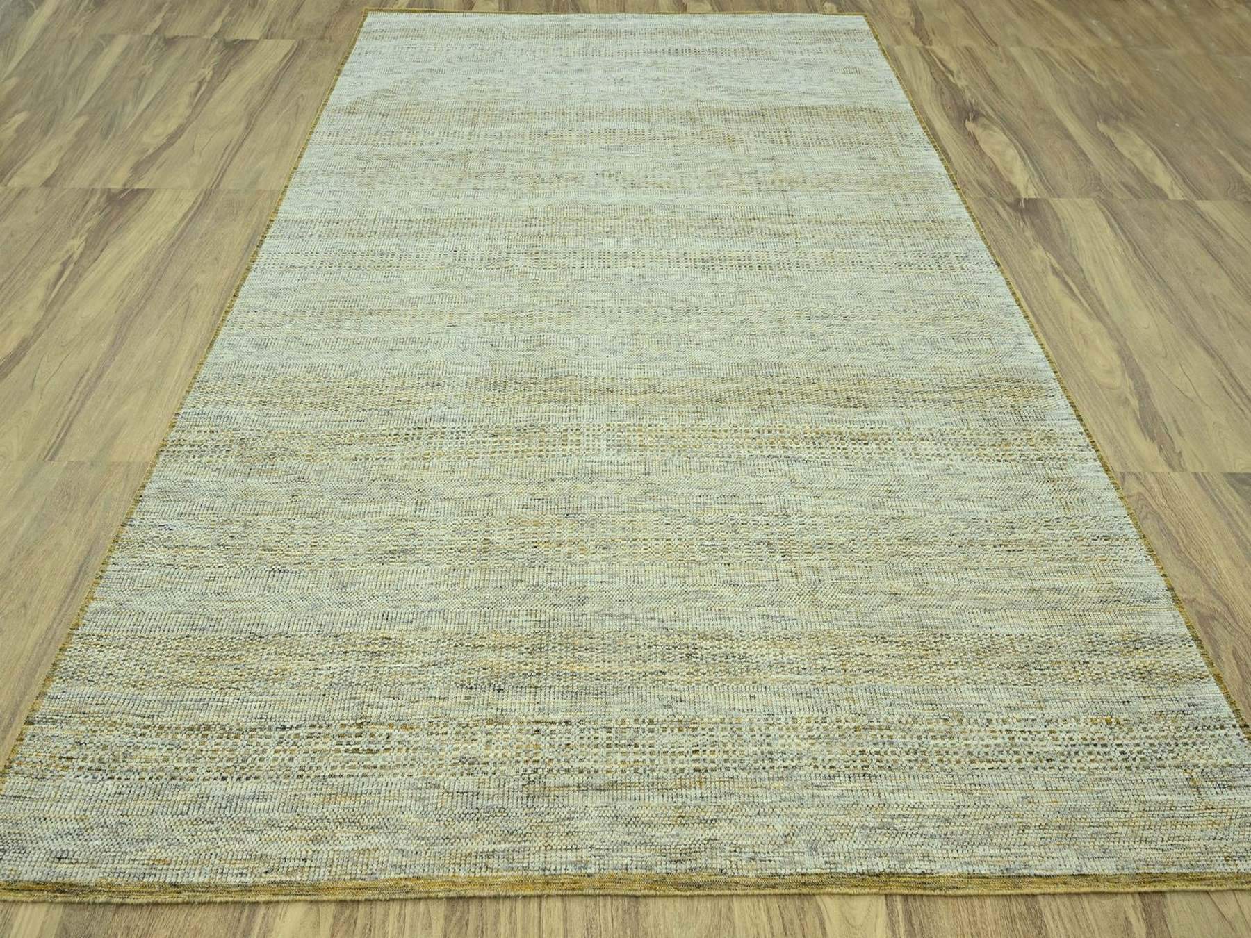 Modern / Contemporary hand-knotted wool rug in Yellow, 9' x 12' — SKU O077067 (view 2)