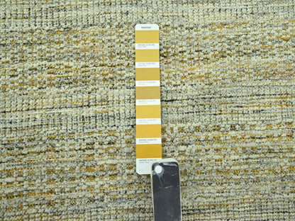 Modern / Contemporary hand-knotted wool rug in Yellow, 9' x 12' — SKU O077067 (view 7)