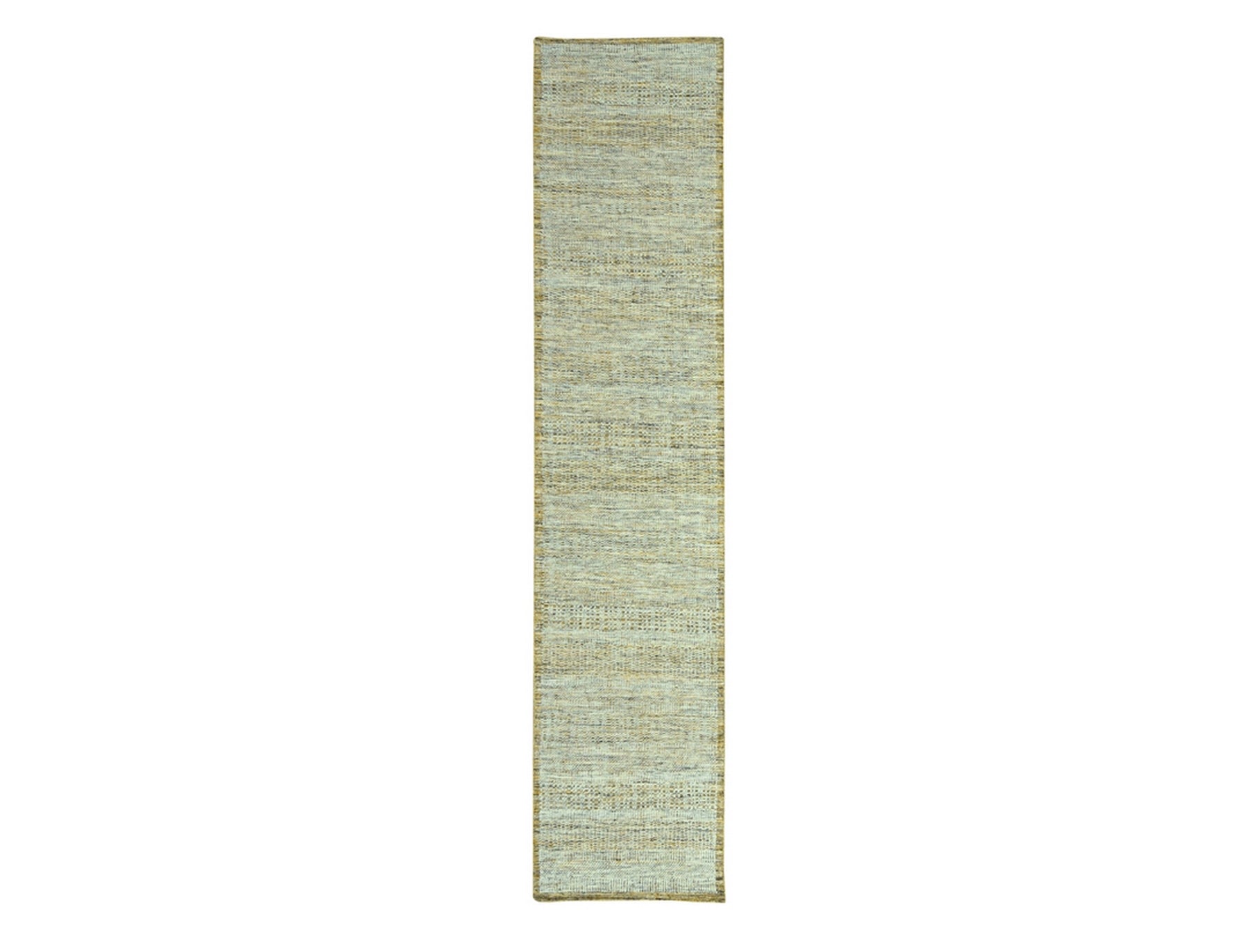 Modern / Contemporary hand-knotted wool runner in Yellow, 2'7" x 12' — SKU O077068