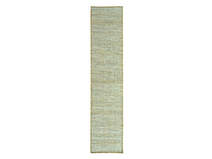 Modern / Contemporary hand-knotted wool runner in Yellow, 2'7" x 12' — SKU O077068
