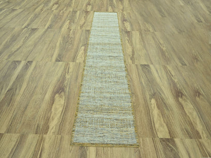 Modern / Contemporary hand-knotted wool runner in Yellow, 2'7" x 12' — SKU O077068 (view 2)