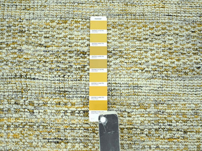 Modern / Contemporary hand-knotted wool runner in Yellow, 2'7" x 12' — SKU O077068 (view 4)