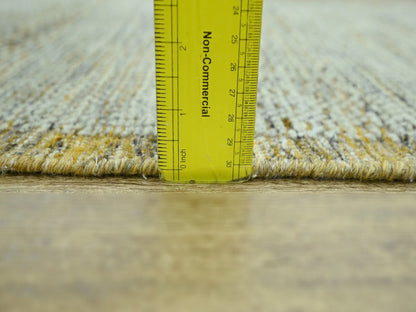 Modern / Contemporary hand-knotted wool runner in Yellow, 2'7" x 12' — SKU O077068 (view 6)