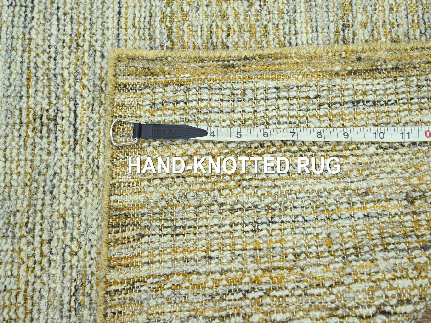 Modern / Contemporary hand-knotted wool runner in Yellow, 2'7" x 12' — SKU O077068 (view 7)