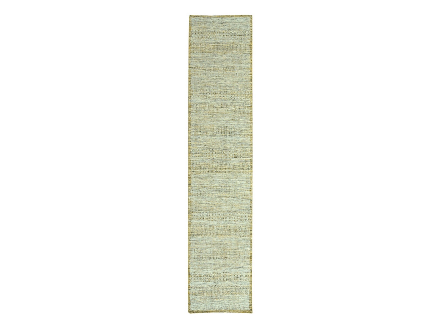 Modern / Contemporary hand-knotted wool runner in Yellow, 2'6" x 12' — SKU O077069