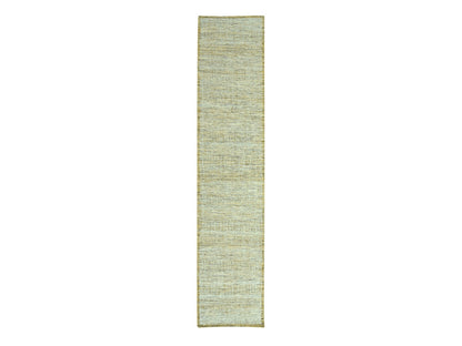 Modern / Contemporary hand-knotted wool runner in Yellow, 2'6" x 12' — SKU O077069