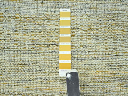 Modern / Contemporary hand-knotted wool runner in Yellow, 2'6" x 12' — SKU O077069 (view 4)