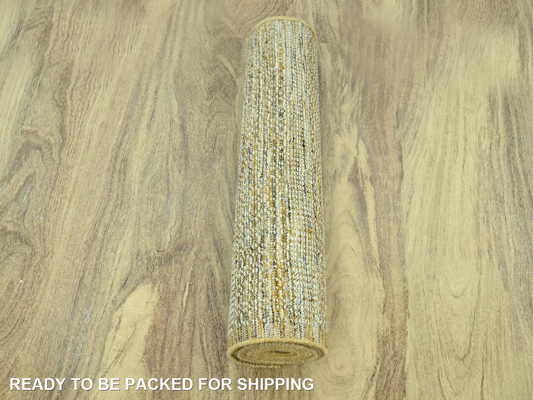 Modern / Contemporary hand-knotted wool runner in Yellow, 2'6" x 12' — SKU O077069 (view 5)