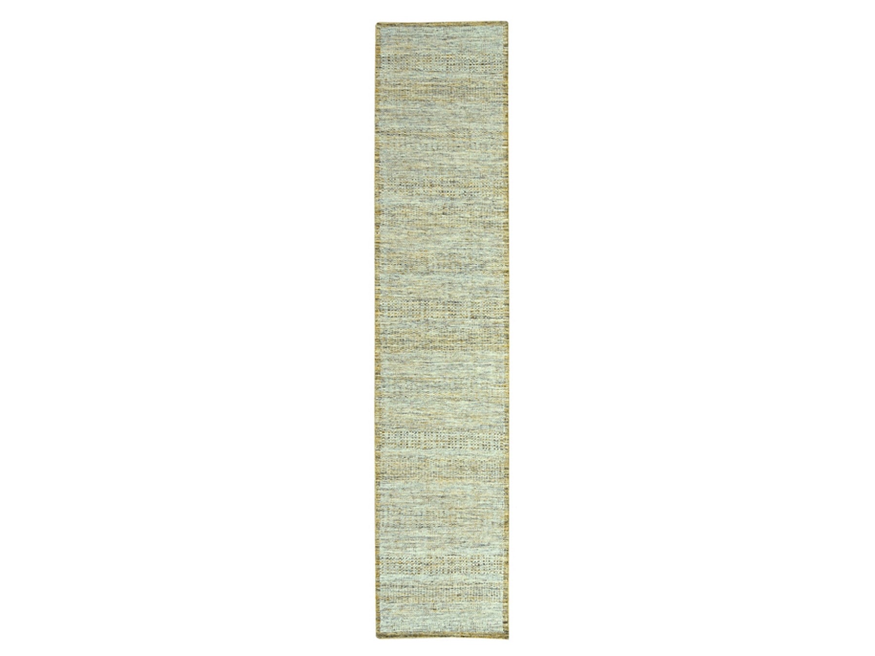 Modern / Contemporary hand-knotted wool runner in Yellow, 2'7" x 12' — SKU O077070