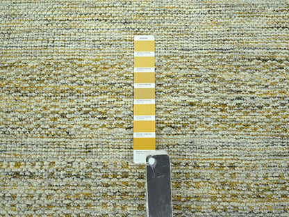 Modern / Contemporary hand-knotted wool runner in Yellow, 2'7" x 12' — SKU O077070 (view 4)