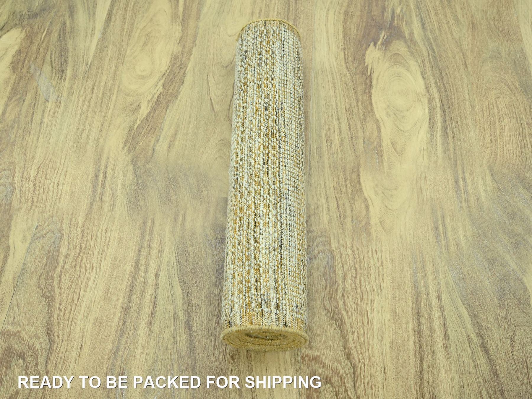Modern / Contemporary hand-knotted wool runner in Yellow, 2'7" x 12' — SKU O077070 (view 5)