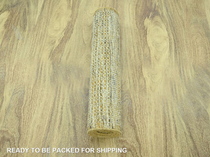 Modern / Contemporary hand-knotted wool runner in Yellow, 2'7" x 12' — SKU O077070 (view 5)